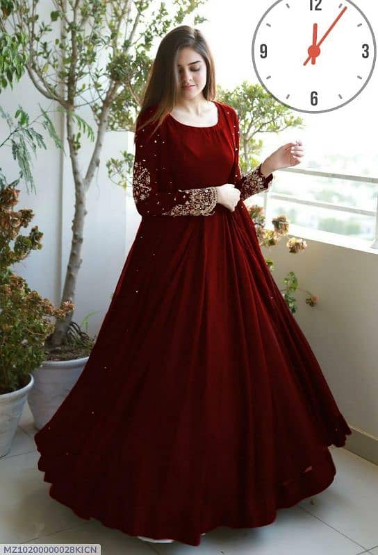 3 Pcs Women's Stitched Shamoz Silk Embroidered Gown Suit 9