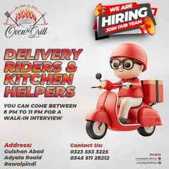 Delivery riders and Kitchen Staff Required