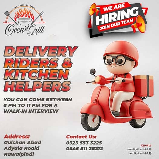 Delivery riders and Kitchen Staff Required 0