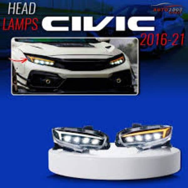 Honda Civic Headlights Audi Style Matrix Version 2016-2021 2