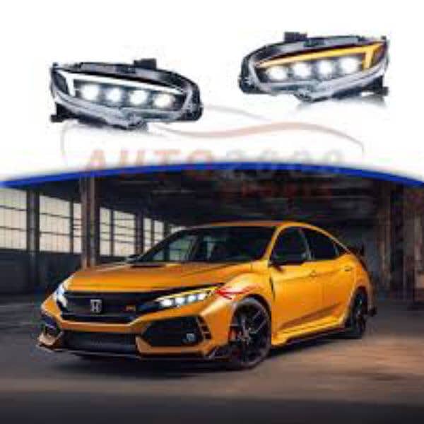 Honda Civic Headlights Audi Style Matrix Version 2016-2021 0