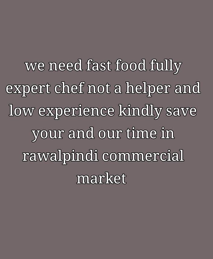 Need fast food chef expert 0