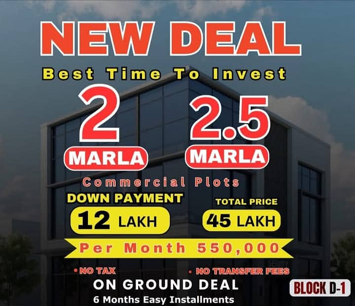 2&2.5 Marla Commercial available on easy installments in a hot location at Bahria orchard lahore 0