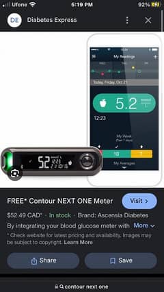 brand contour next one smart app usb diabetes sugar glucometer