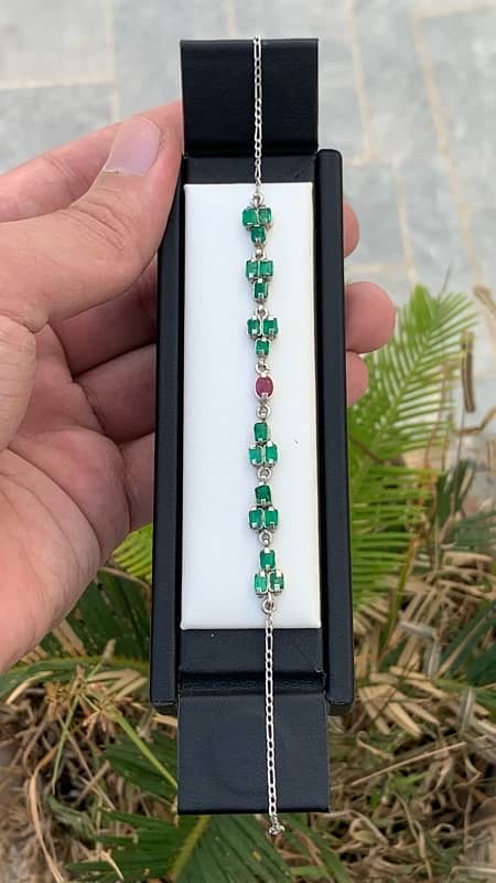 Silver Bracelet  With Emerald’s from Swat 0