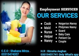 Maids / House Maids / Chef / House Cook / Baby Sitter maid available