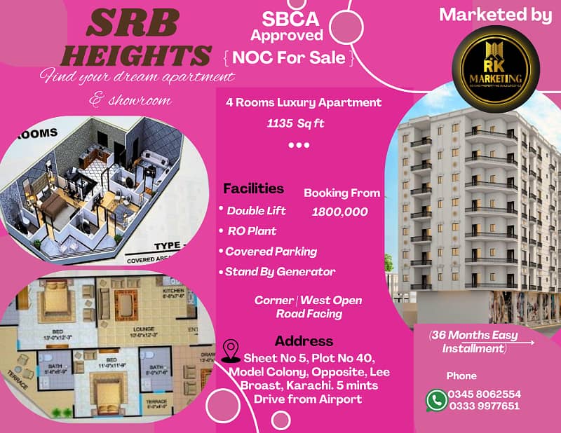 On Booking 4 Rooms Apartment in under construction project {SRB Heights} 1