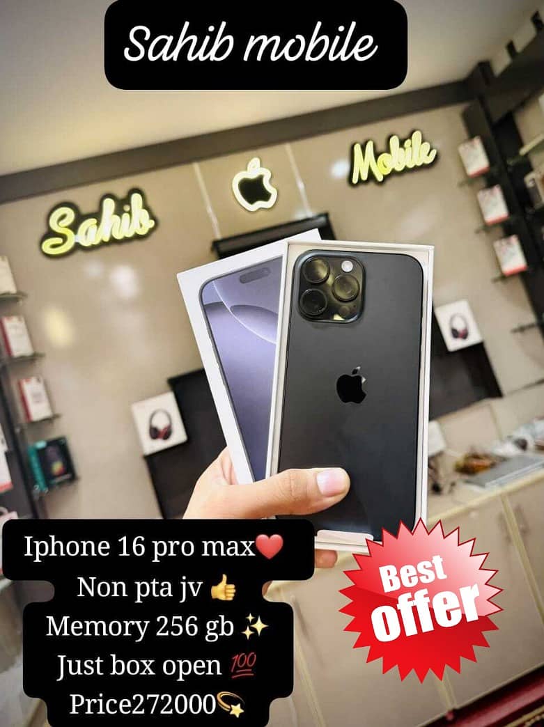 Apple iphone 16 pro max 256 gb non pta jv 0