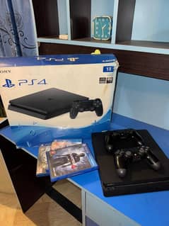 Ps4 slim 1tb . . . with 2 original controller  and 3 games . . .