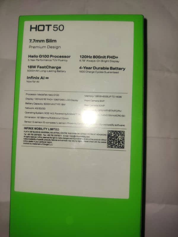 Infinix Hot 50 Brand New Box Packed Non Active. 1