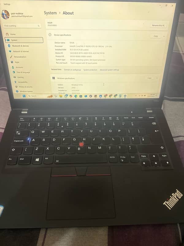 Lenovo Think pad laptop i7 8th generation 16gb ram SSD harddisk 350gb 0