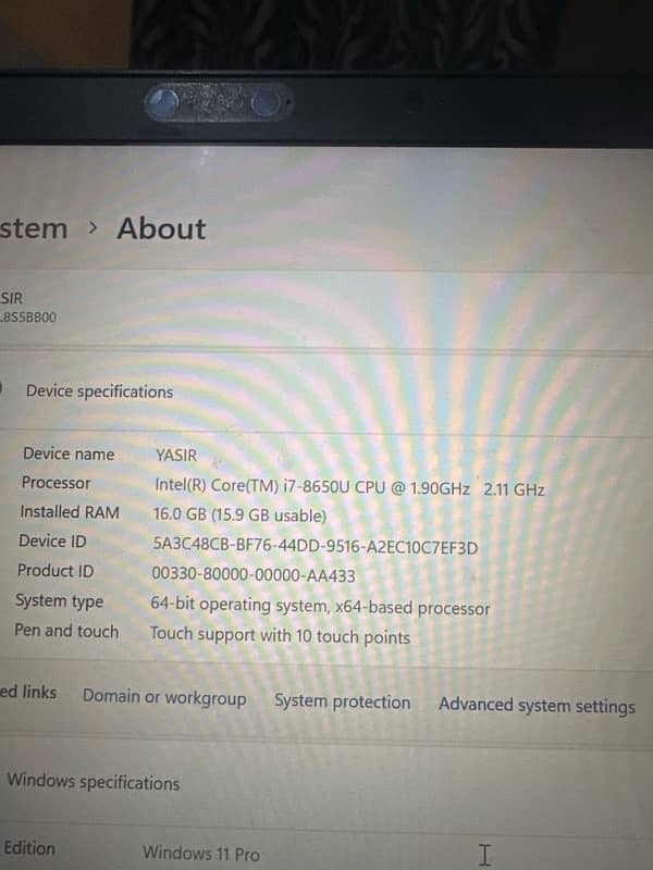 Lenovo Think pad laptop i7 8th generation 16gb ram SSD harddisk 350gb 1