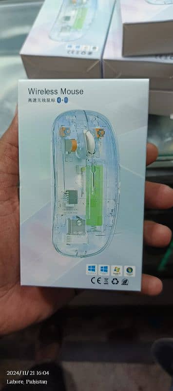 Transparent Rechargeable bluetooth mouse dual mode 0