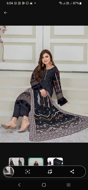 3 Pcs Women's Unstitched khaddar Printed suit 0