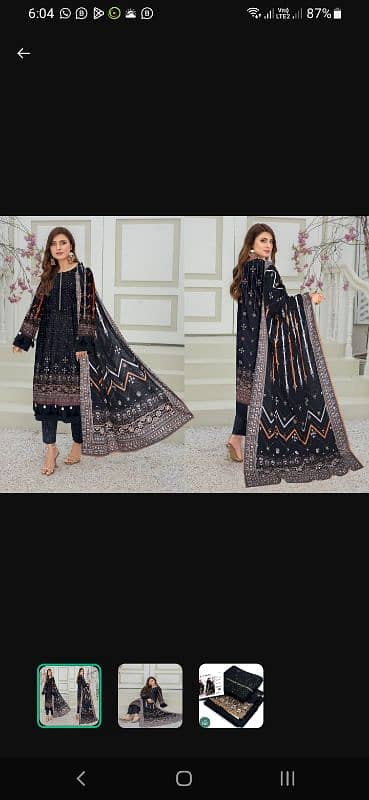 3 Pcs Women's Unstitched khaddar Printed suit 2