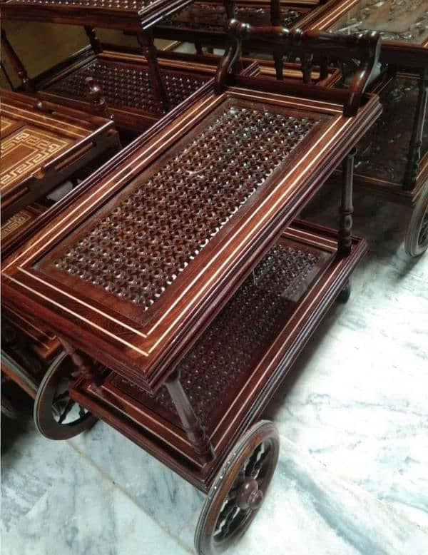 wooden tea trolley 1