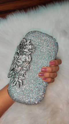 Beautiful Silver Dazzle clutch