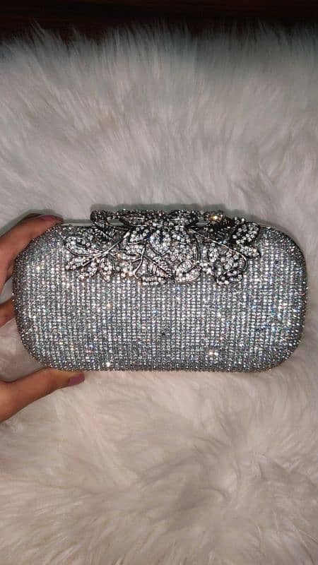 Beautiful Silver Dazzle clutch 1