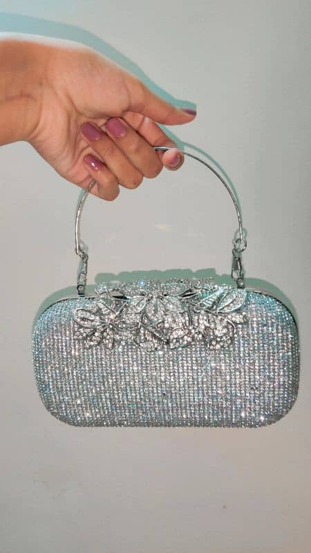 Beautiful Silver Dazzle clutch 2