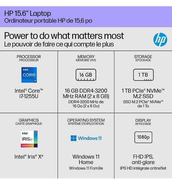 Hp 15.6" laptop Intel i7/16GB RAM/1TB SSD 1