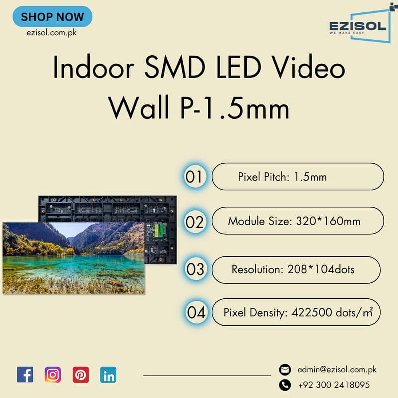 Indoor SMD LED Video Wall P-1.5mm 0