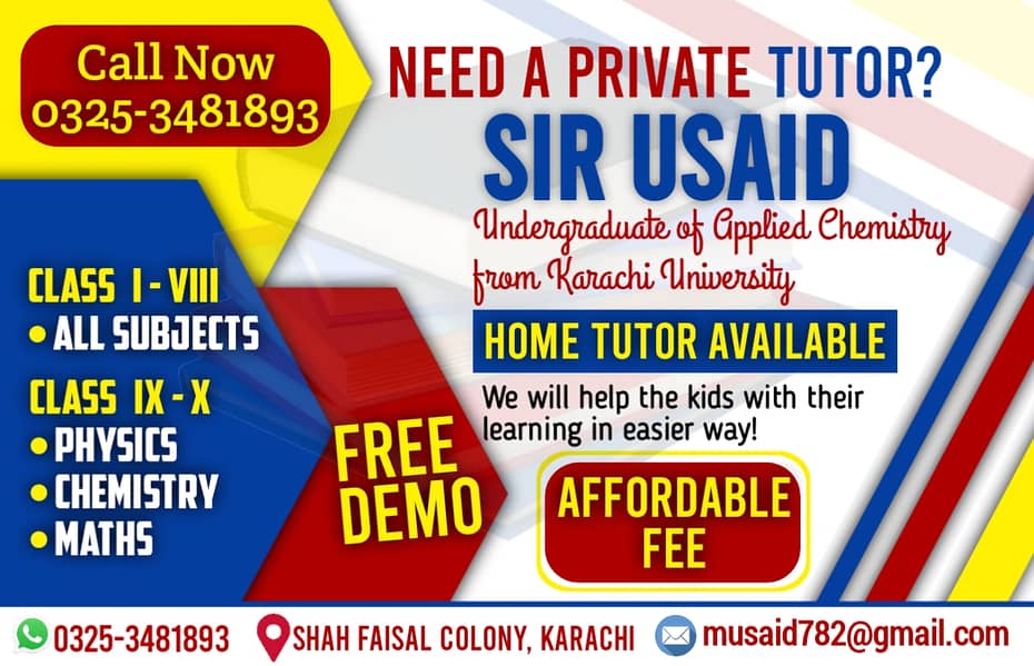 Home Tution | Home Tutor Available | Math Teacher | Chemistry Teacher 0