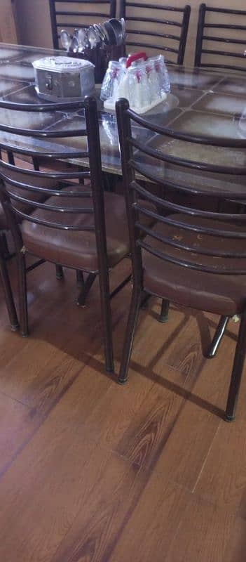 glass dining table iron stand with 10 iron chairs 0