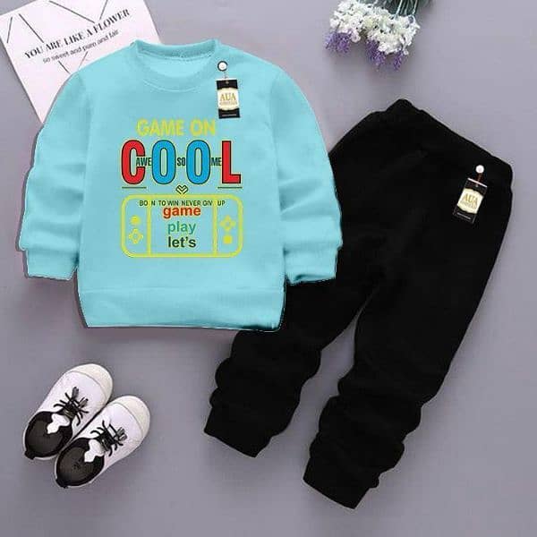 2 PC Boys a Girl Fleece Printed Tracksuit 12