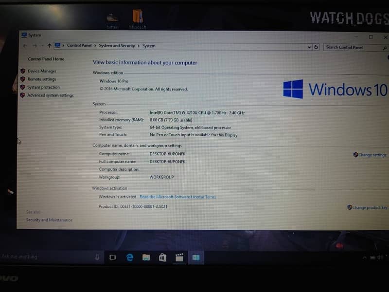 Lenovo Thinkpad Core i5 4th generation 8 GB RAM 128 SSD 3