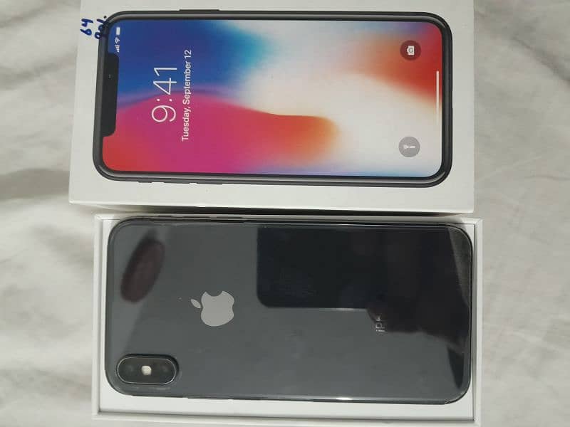 Iphone X official pta approved 64gb with box. Battery health 90% 0