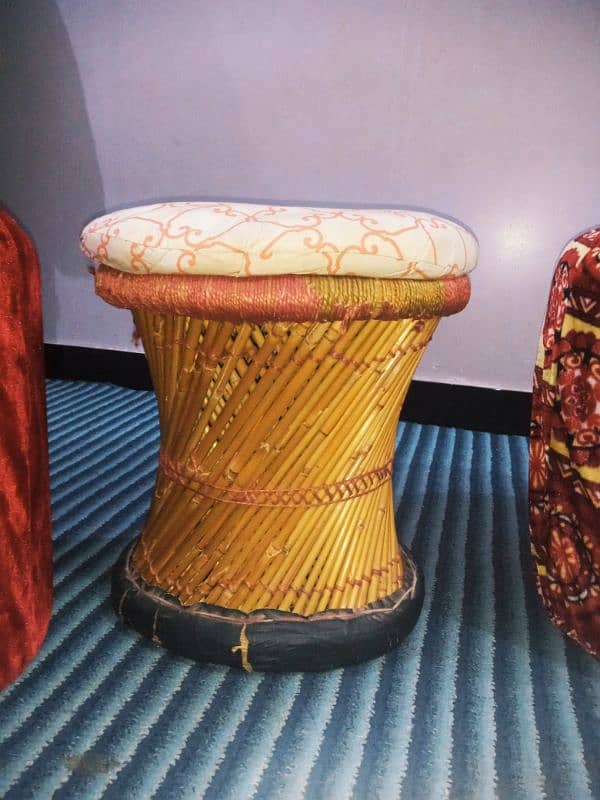 Handmade Natural Bamboo ottoman stools/chairs | mudha stool 0