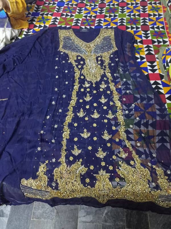 Royal blue Unstitched fully embroidered 3 PCs 1