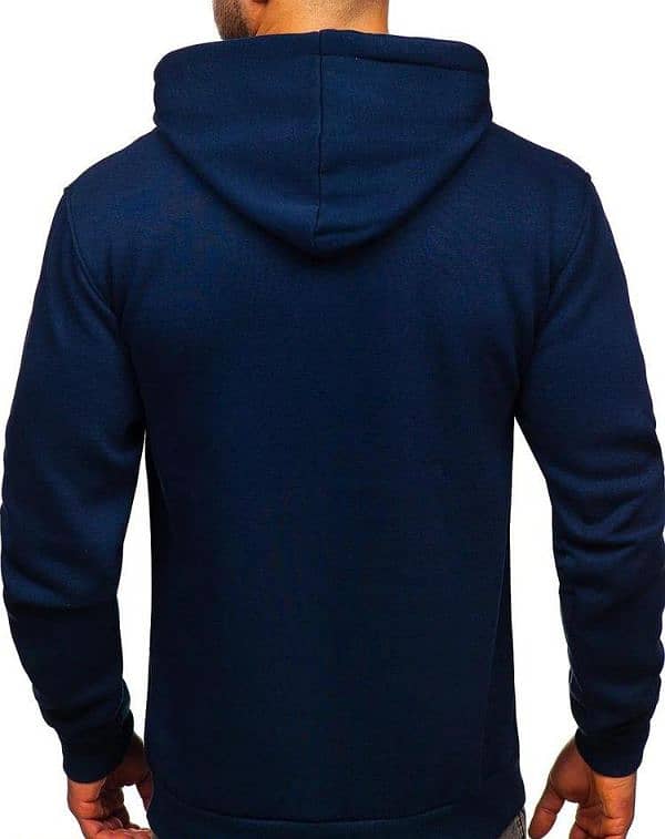 Men,s Stitched Fleece Plain Hoodie Blue 1