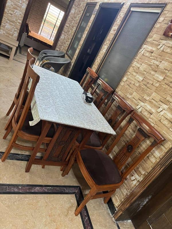 Brand new Glass dining table with 6 velvet seated chairs in 60k 2