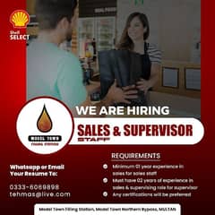 Sales & Supervisor Staff Required