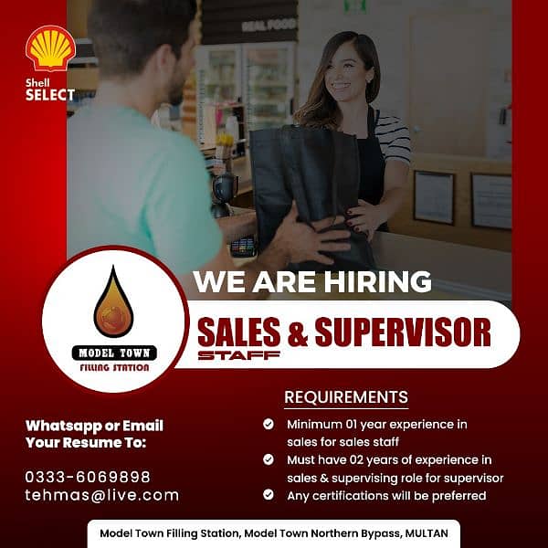 Sales & Supervisor Staff Required 0