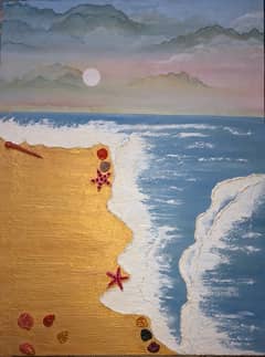 beach painting ,hand made painting, Art work ,Art creation , Art piece