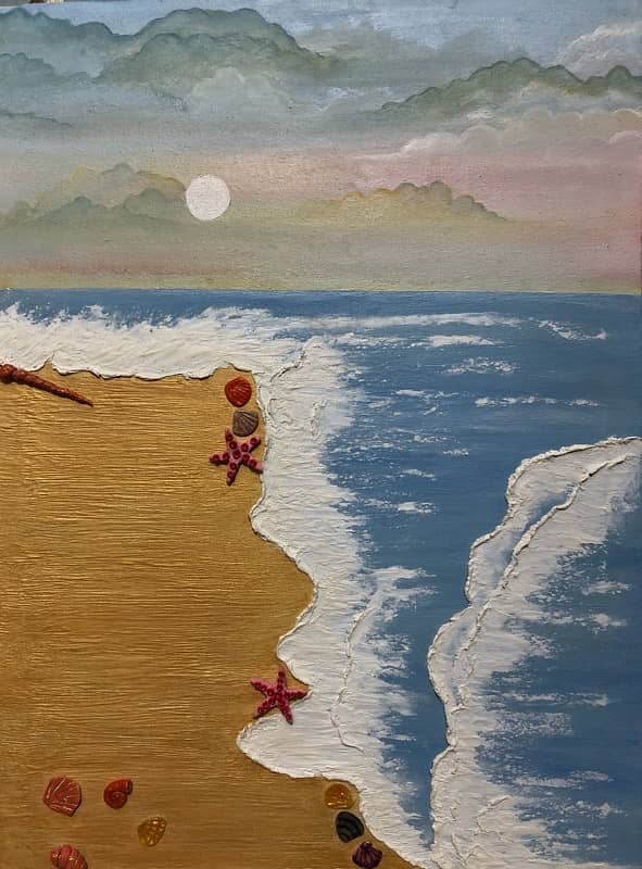 beach painting ,hand made painting, Art work ,Art creation , Art piece 1