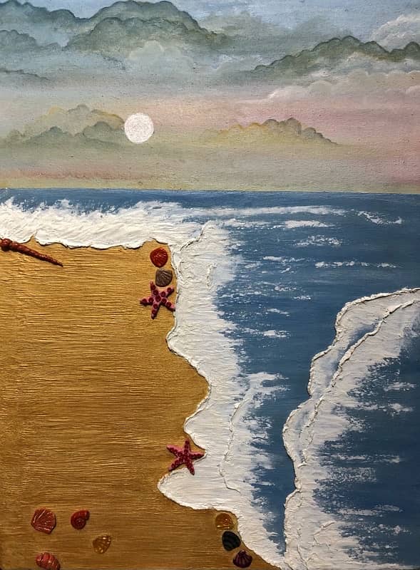 beach painting ,hand made painting, Art work ,Art creation , Art piece 2