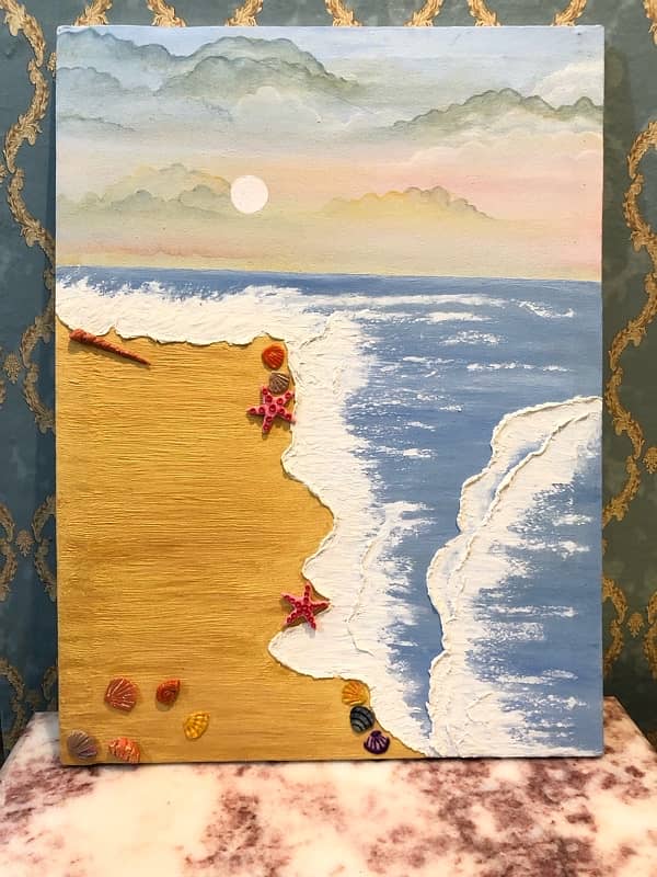 beach painting ,hand made painting, Art work ,Art creation , Art piece 3