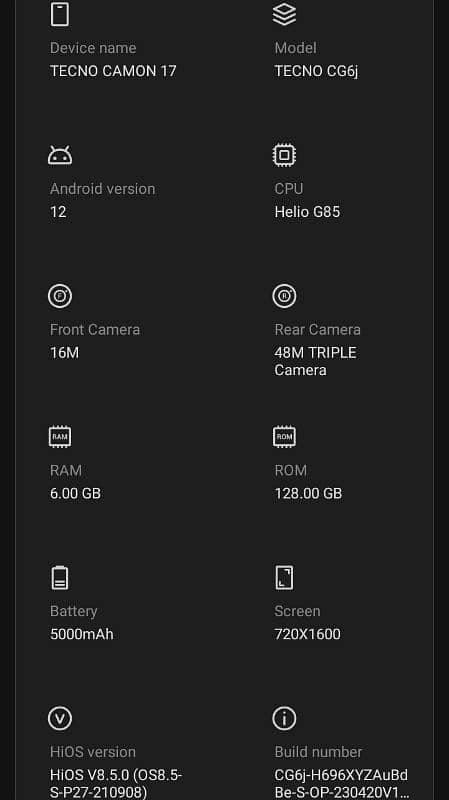 Tecno camon 17 Processor Mediatek Helio G85 2