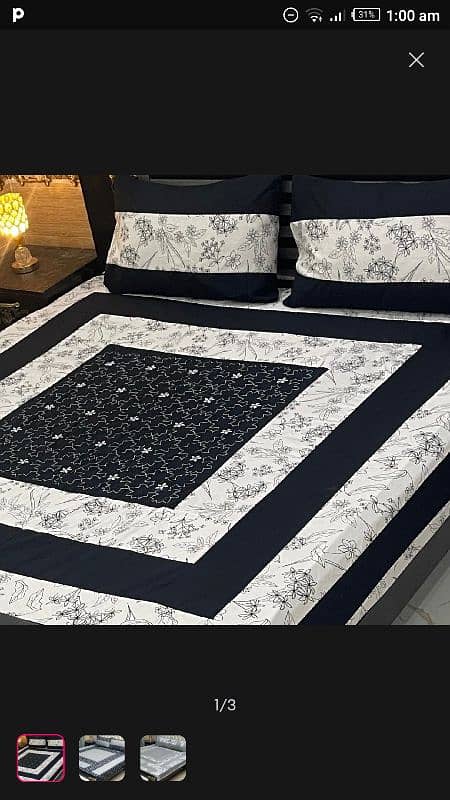 Embroidered Patch Work King Size BedSheet - High Quality 0