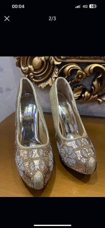 Golden colour coat shoes size 8 0