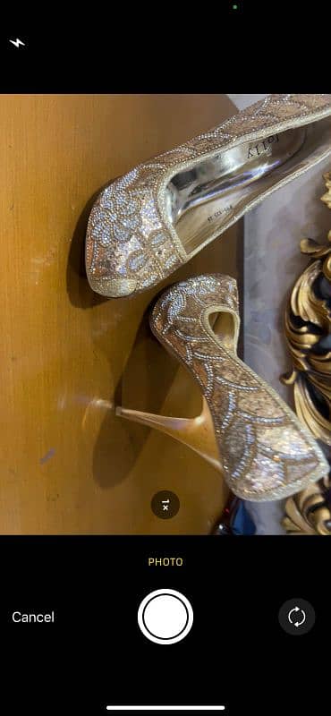 Golden colour coat shoes size 8 2