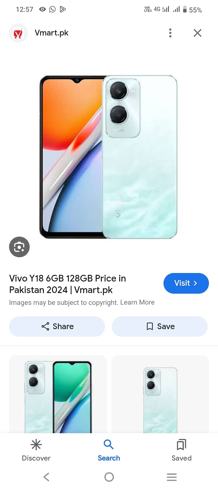 Vivo y18 128gb6+6gb ram box charger complete months used 1