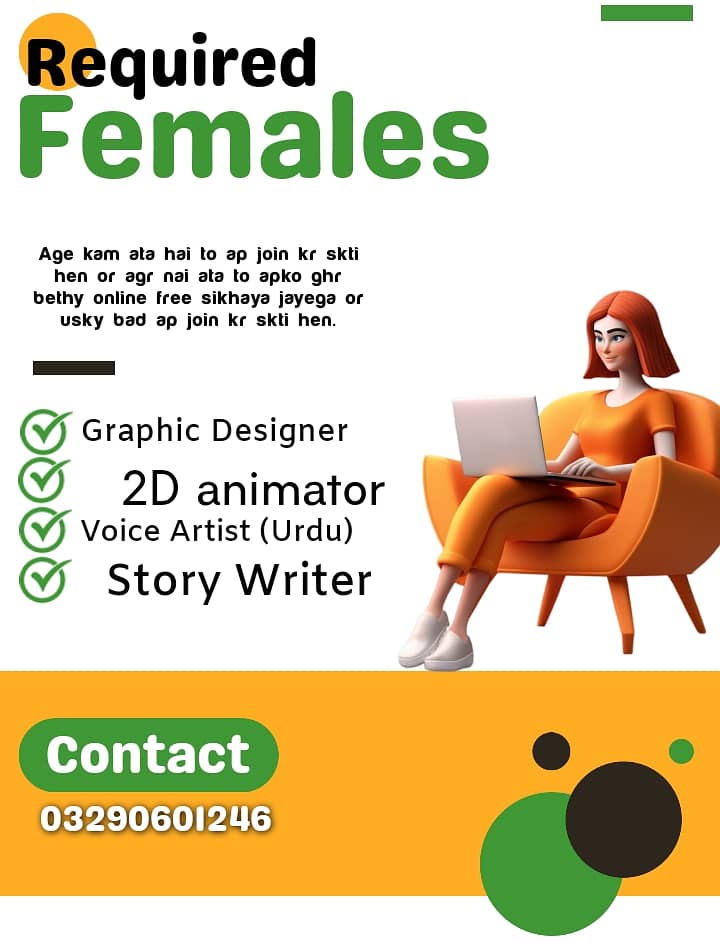 Required Female Staff for Graphic Designing, 2D Animation 0