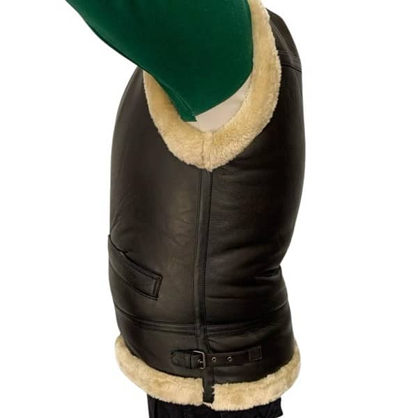 Men leather shearling vest , sleeveless winter jacket 5