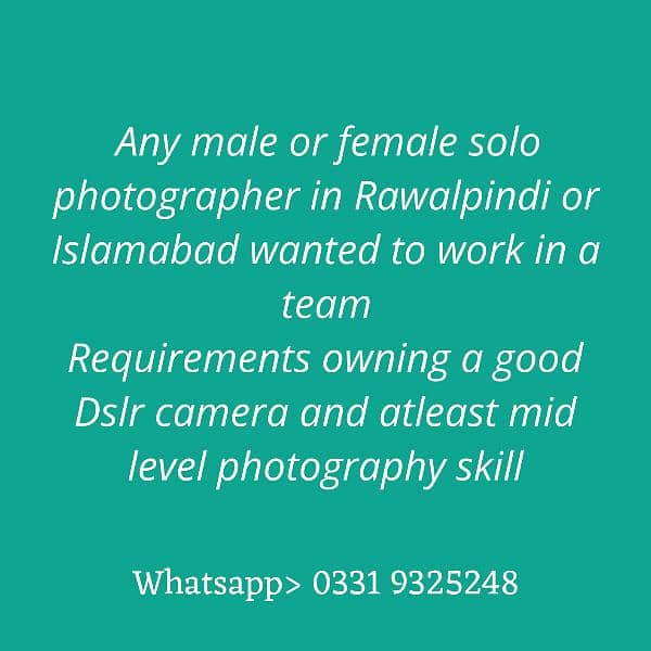 Male/Female solo photographer or videographer 0