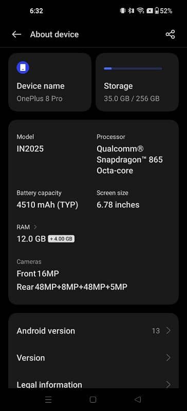 One plus 8 pro 12 gb ram 256 gb rom 8