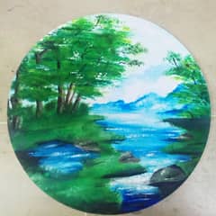 Golden Nature in Vivid acrylic colours scenery painting